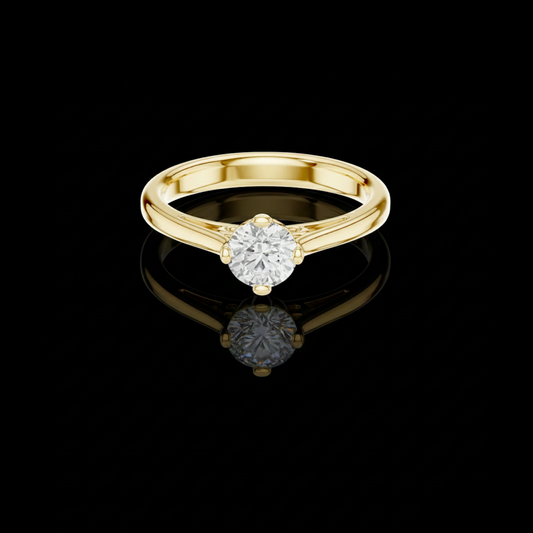 0.5 TCW Luxury Round Brilliant Solitaire Lab Grown Diamond Elegant Minimalist Engagement Ring