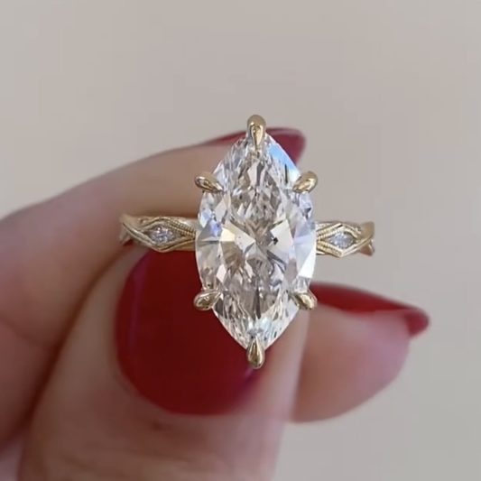 Marquise Cut Lab Grown Diamond Vintage Engagement Ring