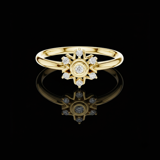 0.012 CT Vintage Sunray Moissanite Diamond Retro Celestial Cluster Ring For Women