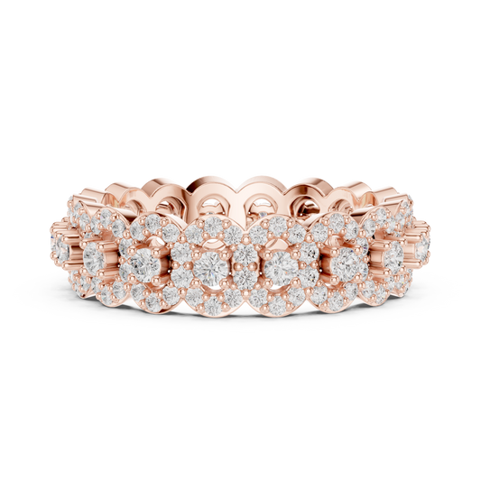 Round Cut Floral Cluster Lab Grown Diamond Eternity Band Ring
