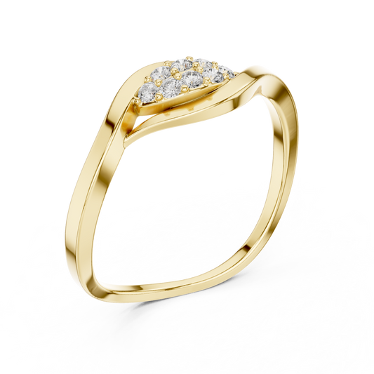 Curved Wave Round Lab Diamond Minimalist Ring For Women