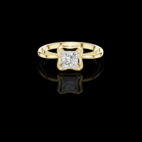 Princess Cut Moissanite Diamond Solitaire Ring  Split Shoulder Setting