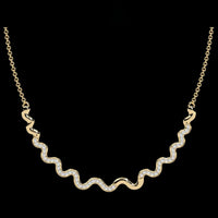 Curved Wave Bar Moissanite Diamond Pave Necklace