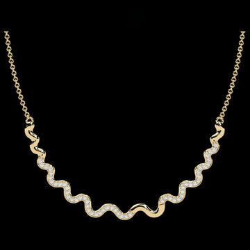 Curved Wave Bar Moissanite Diamond Pave Necklace