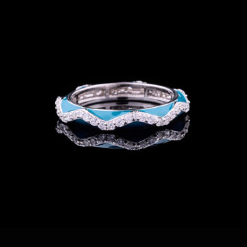 0.25 TCW Wave Pattern Moissanite Round Diamond Band with Modern Ocean Inspired Sparkle