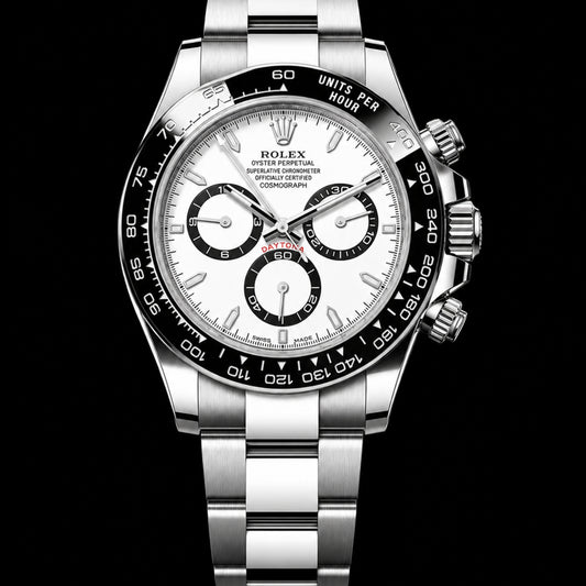 White Dial Chronograph Stainless Steel Ceramic Bezel Luxury Watch