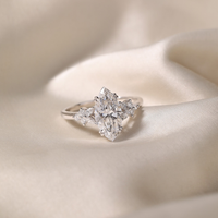 Marquise Lab Grown Cluster Ring with Round And Marquise Side Accents