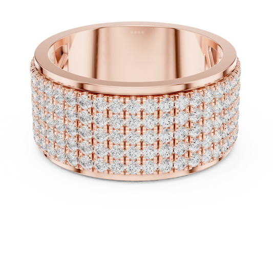 Round Cut Moissanite Diamond Men's Multi Row Grid Pave Iced Out Statement Ring