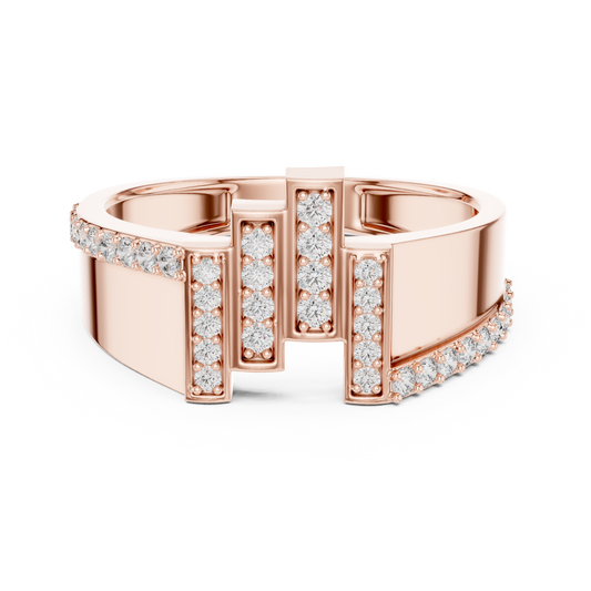 Round Cut Lab Grown Diamond Men's Architectural Equalizer Pave Statement Ring