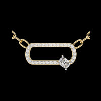 0.36 TCW Elegant Oval Link Lab Grown Pendant Featuring Pave Detailing and Cushion Solitaire Diamond