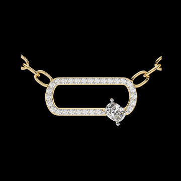 0.36 TCW Elegant Oval Link Lab Grown Pendant Featuring Pave Detailing and Cushion Solitaire Diamond