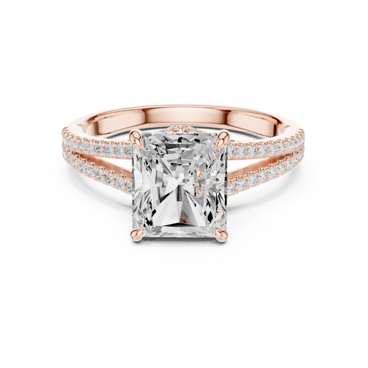 Split Shank Radiant Cut Moissanite Diamond Engagement Ring