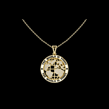 Inspirational Earth Motif Statement Charm Featuring Round Moissanite