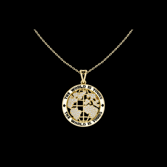 1.06 TCW Luxury Lab Grown Diamond World Map “The World Is Yours” Luxury Globe Pendant Premium Unisex Jewelry