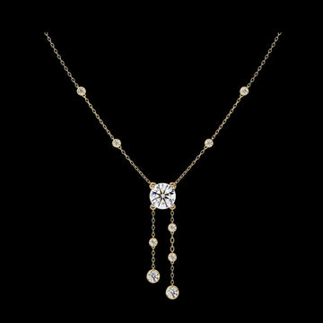 0.47 CT Dazzling Round Cut Diamond Necklace Moissanite Diamond Y-Shaped Pendant on a Delicate Chain