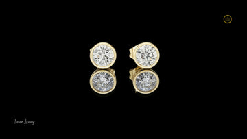 1.00 TCW Timeless Bezel Set Round Brilliant Lab Grown Diamond Stud Earrings