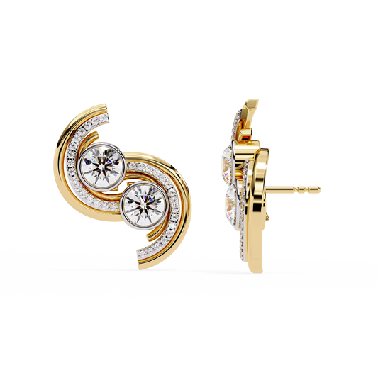 Sparkling Round Cut Lab Grown Diamond Stud Earrings Stackable & Trendy For Her