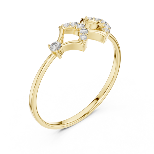 0.076 TCW Dual-Arc Ring Framed with Radiant Pavé Set Moissanite Diamonds