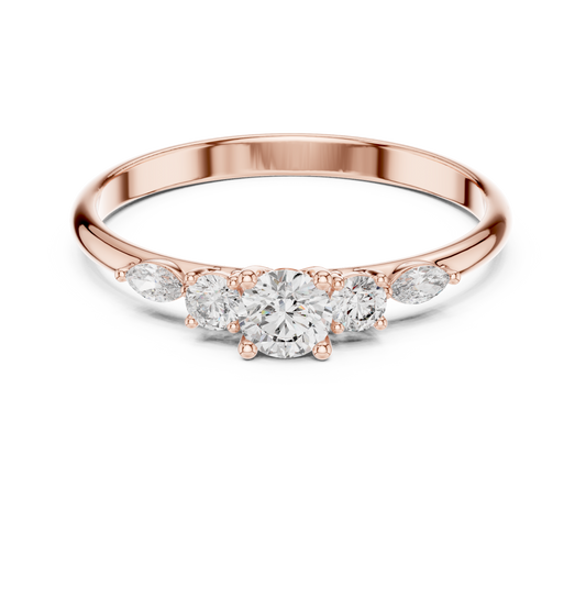0.16 CT Sunlit Elegance Graduated Moissanite Diamond Ring Crafted in Gold For Soft Corner