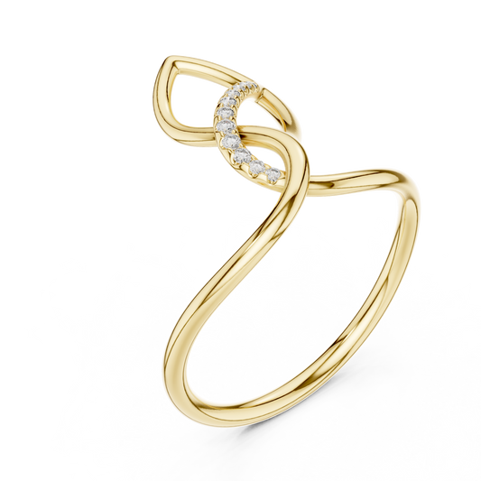 Twisted Loop Round Moissanite Diamond Engagement Ring
