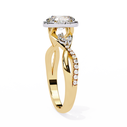 Oval Cut Lab Diamond Ring with Twisted Infinity Band