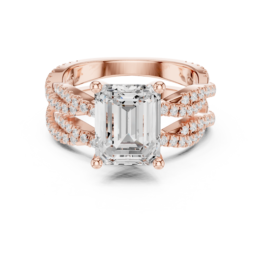 Cushion Cut Split Band Moissanite Diamond Bridal Set