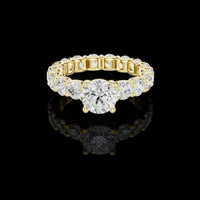 Round Brilliant Moissanite Diamond Eternity Ring with Solitaire Center