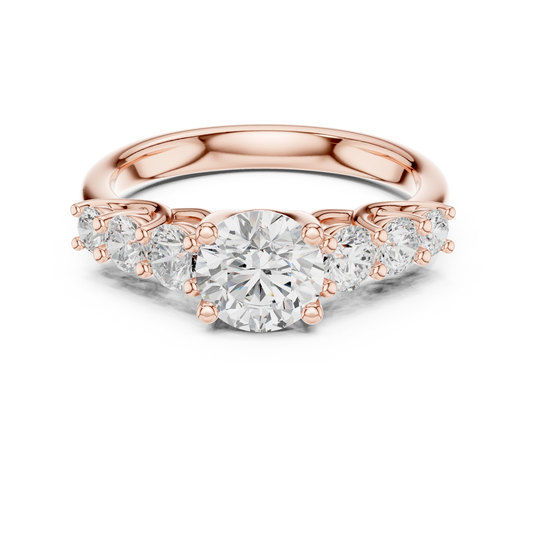 Round Moissanite Diamond Seven Stone Engagement Ring