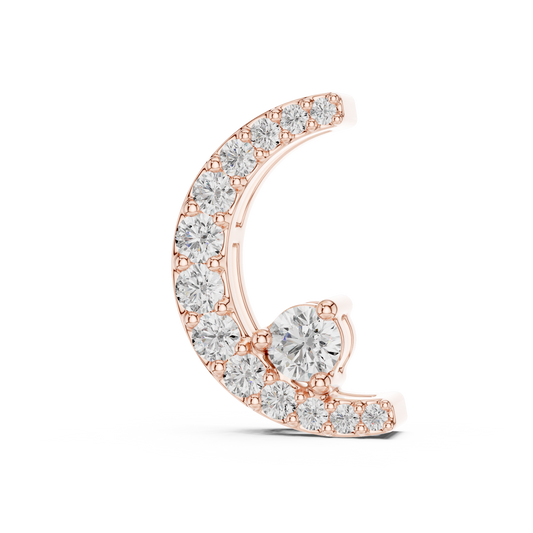 Crescent Moon Pendant with Pavé Moissanite and Center Accent Stone