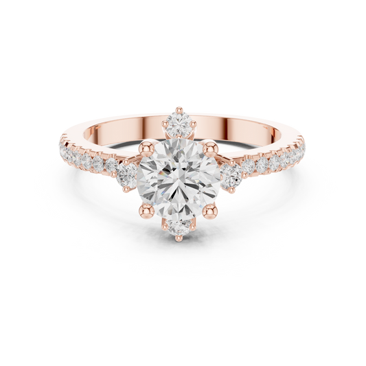 Round Solitaire Lab Grown Diamond Four Accent Diamonds Ring