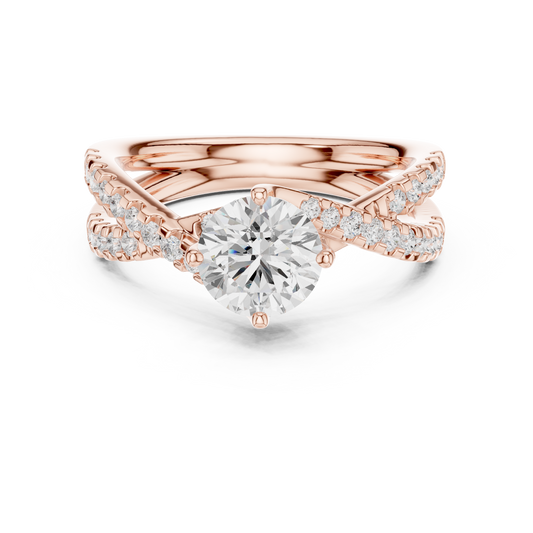 Round Moissanite Diamond  Split Shank Solitaire Ring