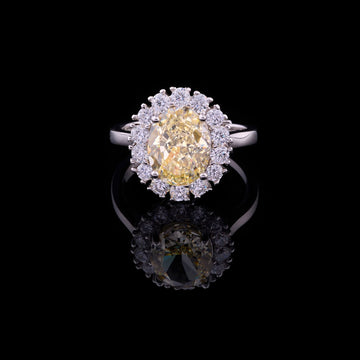 Oval Halo Ring with Fancy Yellow Center  Lab Grown Diamond
