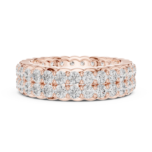 Double Row Round Cut Lab Grown Diamond Eternity Band Ring
